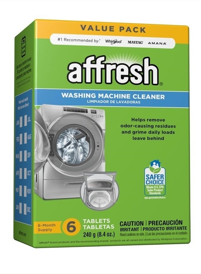 أفريش منظف غسالة الملابس، ينظف الغسالات الأمامية والعلوية، بما في ذلك  6 أقراص - Image 1